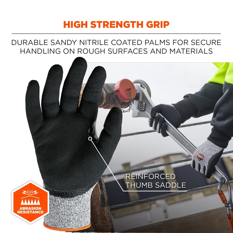 Ergodyne Nitrile Coated Work Gloves, Cut Resistant Level A3, Grip