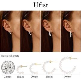Ufist Pearl Dangle Earrings for Women Dainty Pearl Earrings Cubic Zircon/Heart/Butterfly/Knot Pearl Dangles Earrings Pearl Jewelry for Women