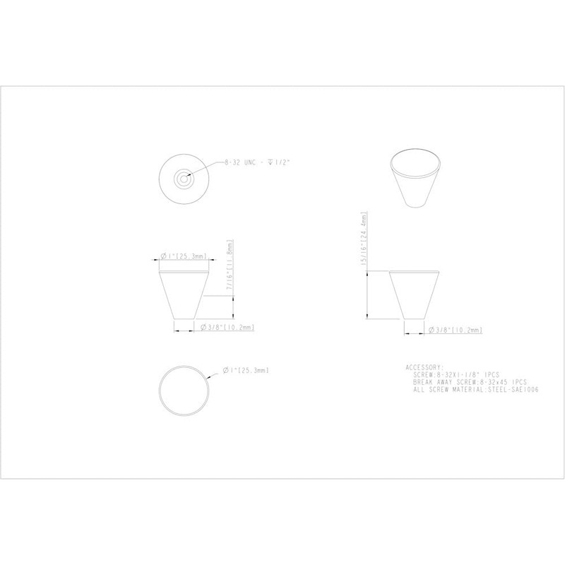 Elements by Hardware Resources 1" Diameter Satin Bronze Conical Sedona