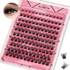 AIWEITA Eyelash Clusters, 120 Pieces, DIY Eyelashes, Individual Cluster Lashes, D Curl Eyelash Extensions for Beginners, Fluffy Individual Lashes, Volume Artificial Eyelashes at Home (8-16 mm,