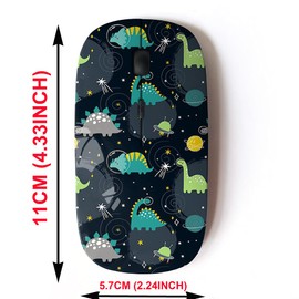 2.4G Wireless Mouse with Cute Pattern Design for All Laptops and Desktops with Nano Receiver - Cute Cartoon Print Dinosaur Space