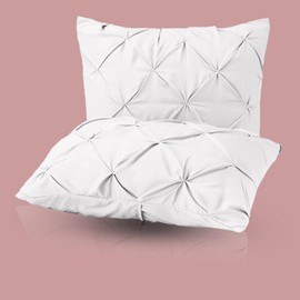 eBeddy Linens Pinch Pleated/Pintuck Pillow Cover sham Set of 2, 800 TC, Envelope Closure | Sateen Weave Long-Staple Egyptian Cotton | Breathable, (Superking 20'' x 36'', Pintuck White)