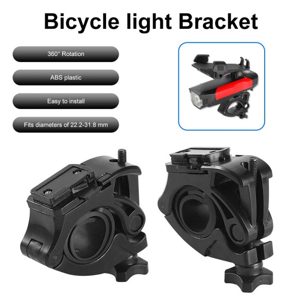 360° Rotation LED Lights Torch Clamp Cycling Bike Handlebar Mount