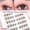 Brown Self Adhesive Eyelashes Clusters Press On 64 Eyelash LASGOOS