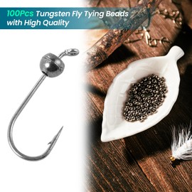 Goture 100PCS/5Colors Fly Tying Beads Tungsten Beads Brass Beads Fly Tying Materials 2/2.3/2.8/3.3/3.5/3.8/4.0mm Tungsten Beads for Fly Tying Fly Fishing Hooks