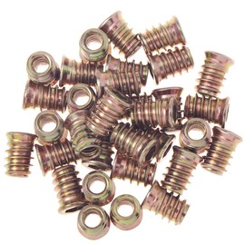 50 Pieces 1/4-20 Threaded Inserts for Wood Nutsert Furniture Screw-in Nut 15mm Length Hex Drive