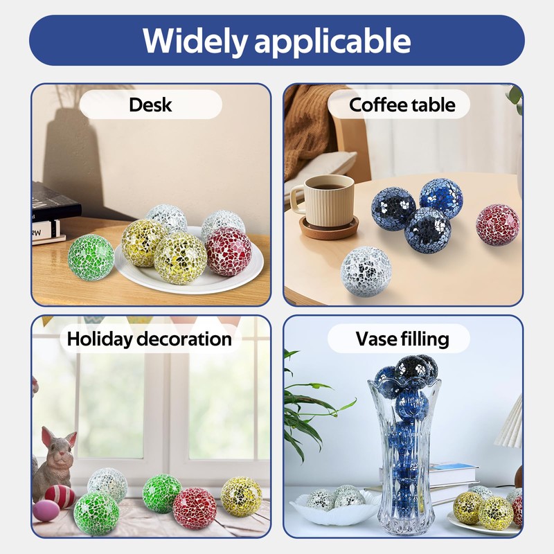 Yazikisa 2.5 Inch Glass Balls Decorative for Bowl Blue 6
