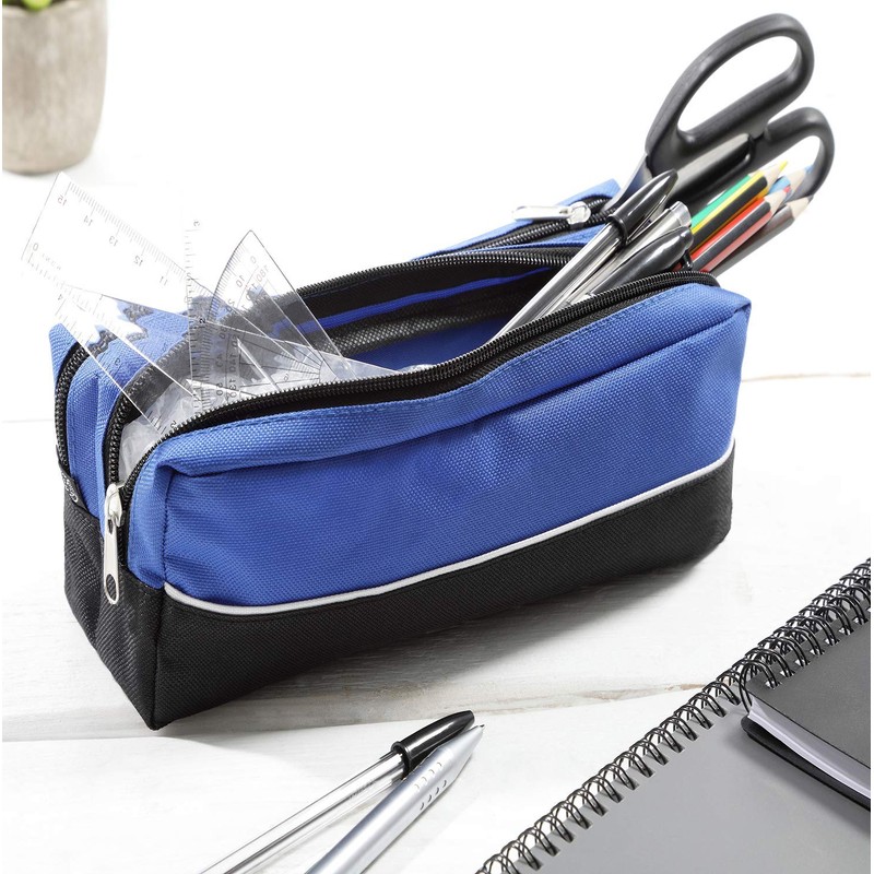 Arpan X-Large Size Double Zip Fabric Pencil Case - Ideal
