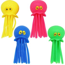 4Pcs Octopus Bath Toy, Squeezable Soft Cute Octopus Pool Toy with Multi-holes Stress Relief Pool Toys Octopus Toy Water Sensory Toys Pool Toys for Boys, Girls Multicolored Octopus Floating Pool Toys