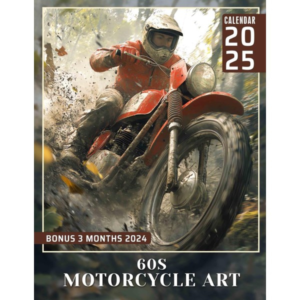 60s Motorcycle Art Calendar 2025: Experience Over a Year of
