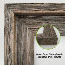 Eosglac Rustic 5x7 Picture Frame, Solid Wood with Glass Front, Wall Mounting or Tabletop, Handmade, Weathered Grey