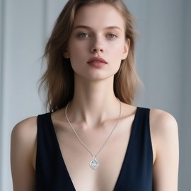 URONE Opal Urn Necklace for Ashes 925 Sterling Silver Teardrop Cremation Jewelry for Ashes Memory Jewelry Gift for Women