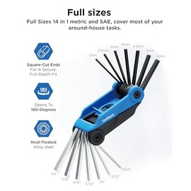 Kraftek toolant 14PCS Folding Allen Wrenches Sets(Metric and SAE), Metric Allen Key Set 2mm- 6mm, SAE Hex Key Set 5/64”- 1/4", Folding Hex Keys for Home Repair and Bikes(EDC),gift for men