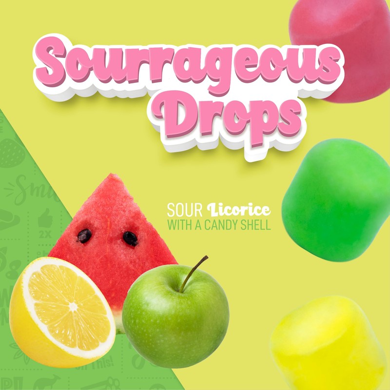 Wiley Wallaby Licorice Candy Bites 3.0 Ounce Gourmet Sourrageous Drops