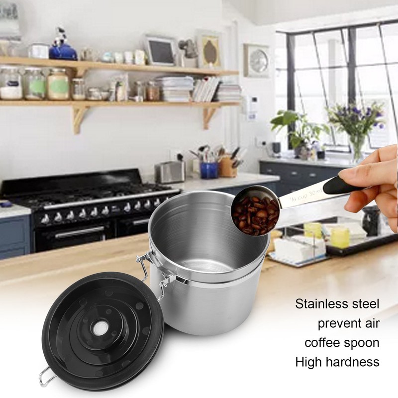 Coffee Bean Storage Stainless Steel Airtight Container Coffee with 30ml
