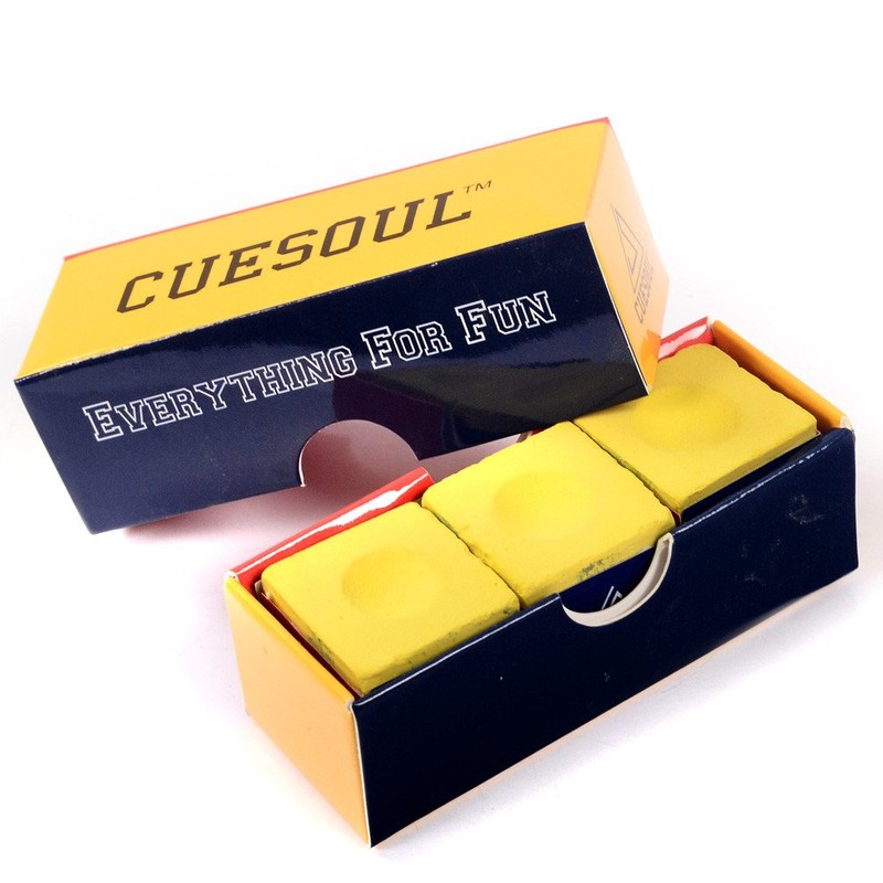 CUESOUL 3 PCS Billiard Chalk, Snooker Cue Chalk (Yellow)