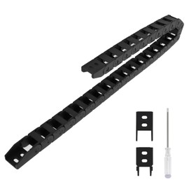 LMioEtool R18 10mm x 15mm(Inner H x Inner W) Black Plastic Cable Wire Carrier Drag Chain 1M Length for CNC, with End Connectors - Bridge Type (Non-openable)