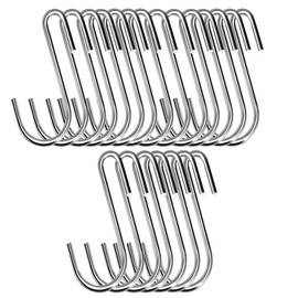 Aninako S-Shaped Hooks, Stainless Steel, 20 Pieces, Load Capacity 22.0 lbs (10 kg), Hanging S-Shaped Hooks, Storage, For Closets, Kitchens, Bathrooms, Verandas, Offices, Rust-free, Durable, Fixed,