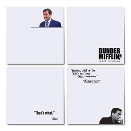 Funny Sticky Notes Cute 4 Pads, Office Sticky Note Pads Michael That's What She Said, Cute Sticky Notes Office Desk Gifts, Self-Stick Note Pads Bulk, Set of 4