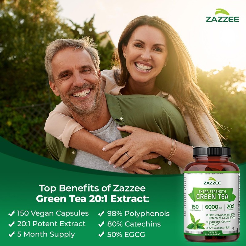 Zazzee Extra Strength Green Tea 20:1 Extract, 50% EGCG, 98%