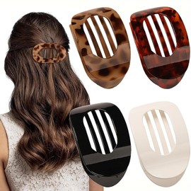 Huotflame Haarklammer 4 Stück für Damen – Flat Hair Claw Clip, Rutschfest Haarspangen, Starker Halt für Dünnes & Dickes Haar – Oval Claw Clips 9,5 cm für Zuhause, Büro, Sport, Auto