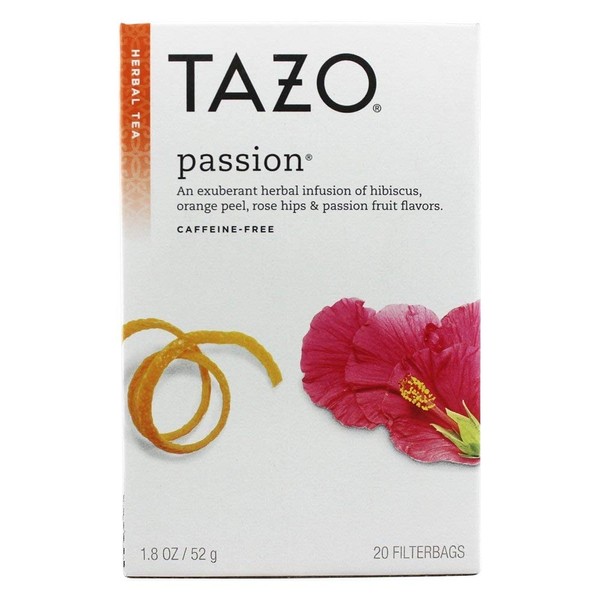 Tazo Passion Herbal Infusion Tea, Caffeine Free, 20-Count Tea Bags (Pack of 6)