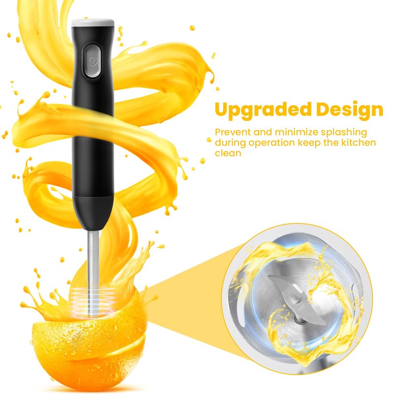 TUMIDY Cordless Immersion Blender with Egg Whisk and Chopper, Rechargeable
