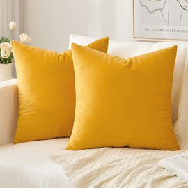 SLOZZI Set of 2 Velvet Cushion Covers Home Plain Decorative Throw Pillow cases 20x20 Inch 50x50 cm Soft Square Pillow Covers for Sofa Bedroom Orange