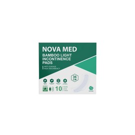 Nova Med Bamboo Light Incontinence Pads - Premium Absorbent Inco Pads for Maximum Protection & Hygiene - 10-Pack Long-Lasting Daily Use with 550ml Absorbency, Ultimate Comfort & Confidence