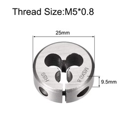 uxcell M5 x 0.8 Metric Adjustable Round Die, Machine Thread Right Hand Threading Die, High Speed Steel (HSS)