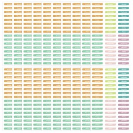 480 Pcs Day of The Week Stickers Foiled Date Covers Calendar Stickers Monday to Sunday Planner Stickers Colorful Date Self Adhesive Planning Day Stickers Labels for Journals Calendar, 10 Sheets(Ice Cream Color)