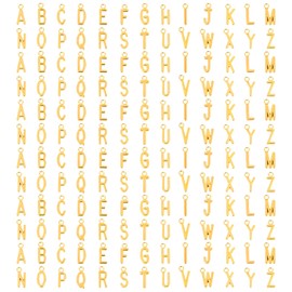 Andibro 156 Pieces/6 Sets Letter A-Z Charms, Mini Capital Letter A-Z Pendants for Bracelet Necklace Zinc Alloy Alphabet Charm Gold Letter Pendant Hypoallergenic for DIY Jewellery Making