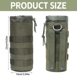 XoeLLe Bottle Holder Backpack, Molle System Bottle Bag, Tactical Nylon Drink Holder with Drawstring, Foldable Mesh Bottle Holder for Travel, Fishing, Hunting, Hiking, Outdoor Activities (Green)