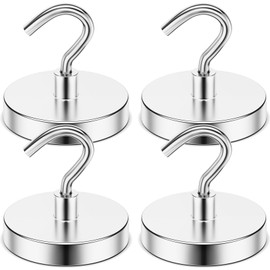 Grtard 4 Pack Magnetic Hooks Heavy Duty 110LBS Neodymium Magnet Hooks for Hanging, Strong Magnetic Hooks Cruise Magnet with Hooks for Cruise, Grill, Towel, Kitchen Indoor Hanging