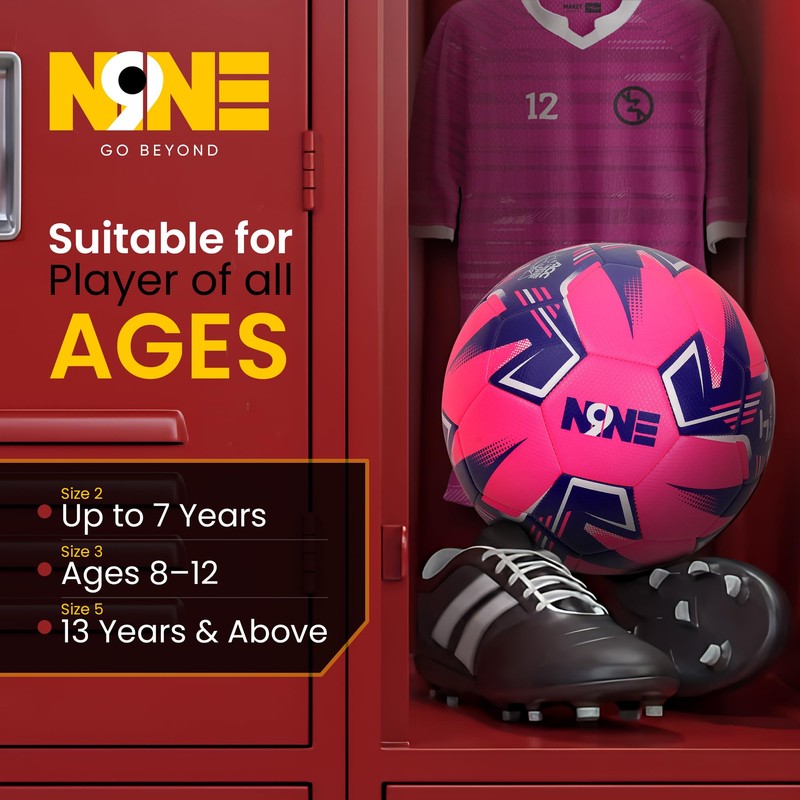 NINE Premium Quality Footballs Striker - Size 3, 4, 5