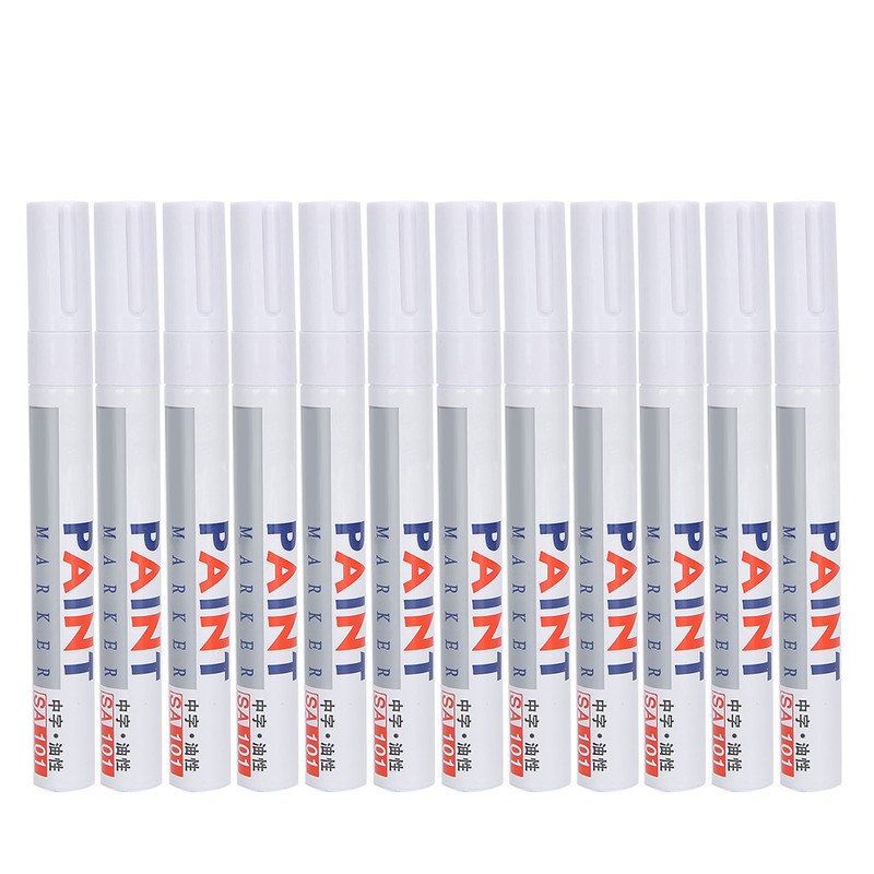 12Pcs White Paint Pen Acrylic Marker Permanent Marking Opaque Ink