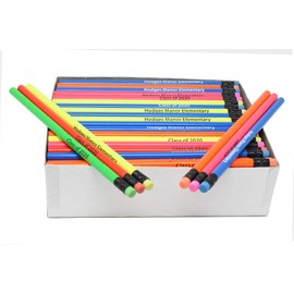 Pencil Guy Imprinted Neon Round Pencils 144 to a box (Assorted Colors)