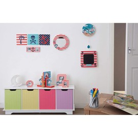 Premier Housewares Outdoor Chalkboard Pirate Themed Kitchen Blackboard MDF Chalk Boards Red/ White Kitchen Chalkboard H 30 X W 30 X D 2 Cm