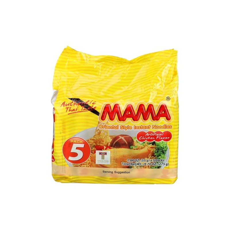 Mama Oriental Style Instant Noodles, Chicken Flavor, 5 Count, 9.7
