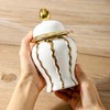 Small White and Gold Vase, 6.8in Decorative Ceramic Ginger Jar