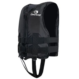 Owntop Kids Swim Jackets 50 to 125 lbs Dual Buckles, Zipper and Crotch Strap Ski Vest Lightweight PFD Perfect for Kayaking, Fishing, Paddle Board(Black)