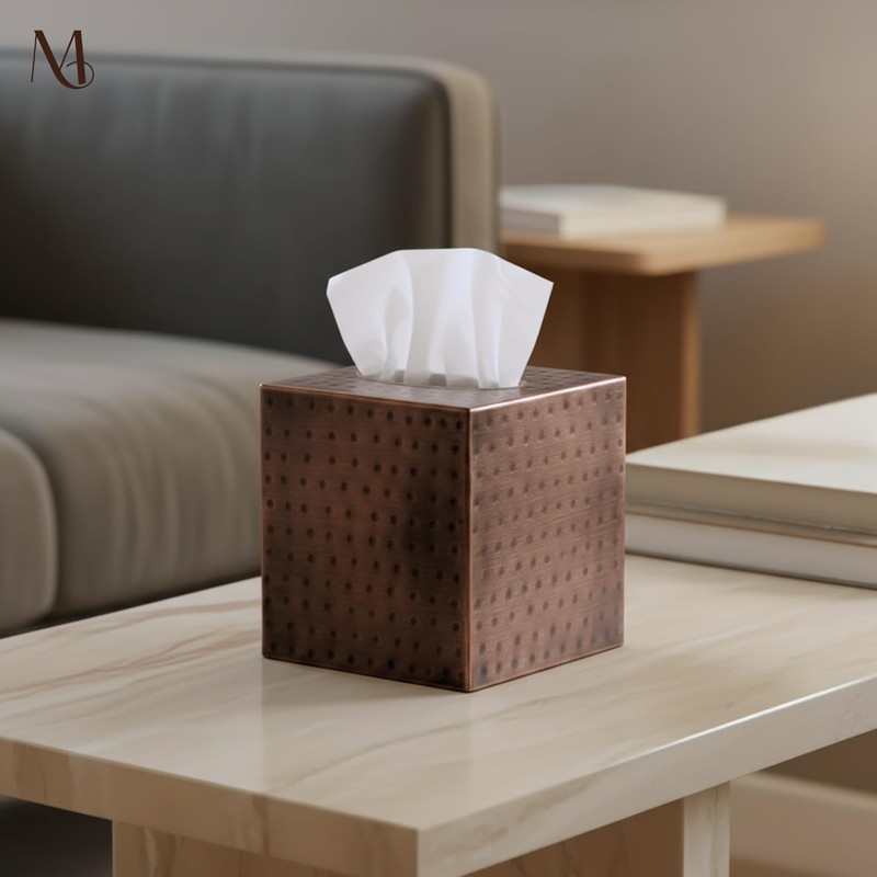 Monarch Abode Tissue Box Cover Square – Hand Hammered Antique