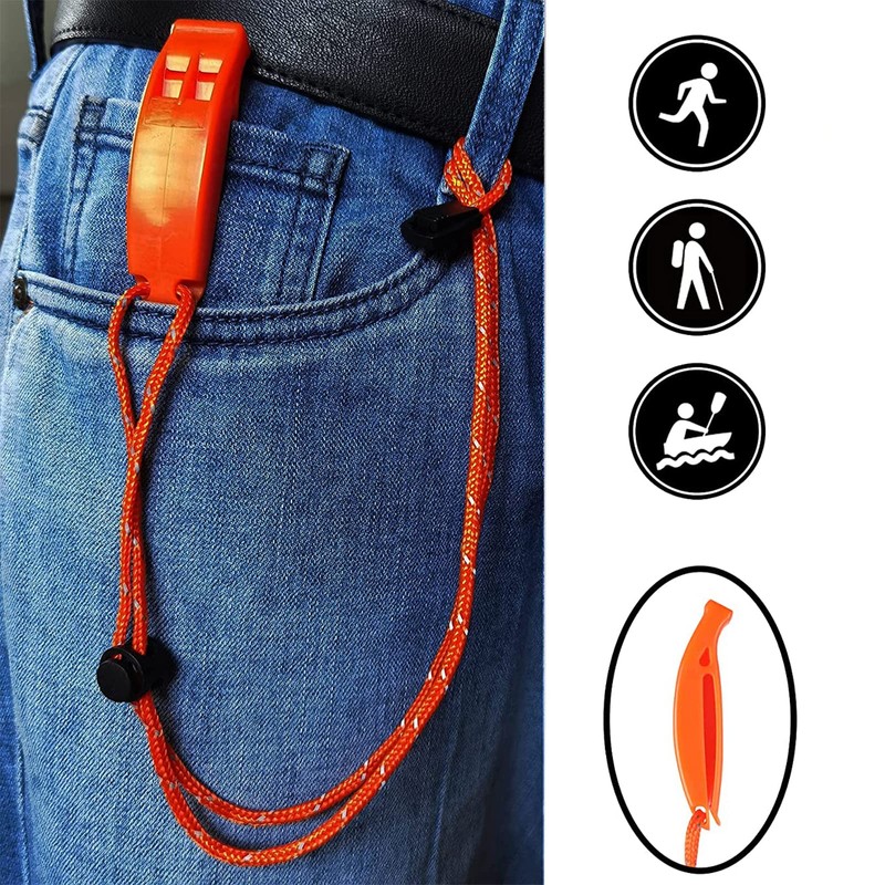 2 PCS Whistles with Reflective Lanyard Emergency Whistle, Safety Whistle