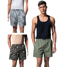 DAMENSCH Men's Boxer Shorts, Polka Dot, Camouflage Grey, Marble Grey, L