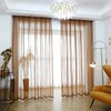 PHILEASY Window Sheer Brown Curtains 72 Inches Long 2 Panels