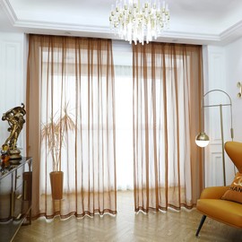 PHILEASY Window Sheer Brown Curtains 72 Inches Long 2 Panels Sheer Brown Curtains Sheer Curtain Clear Transparent Basic Rod Pocket Panel 15 Colors 10 Size for Bedroom Living Room Yard Kitchen