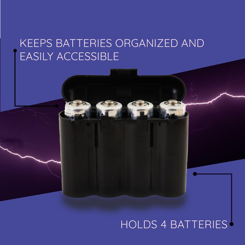 Powertron Batteries 4 Pack AA/AAA / CR123A Black Battery Holder