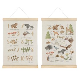 Qvapt Woodland Animal Alphabet Poster,Abc Posters for Classroom Wall,Kids Alphabet Wall Decor Animal Alphabet Posters 12x16, Classroom Posters with Hanger, Set of 2