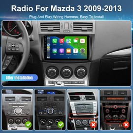 Car Radio for Mazda 3 2009 2010 2011 2012 2013 with Wireless Carplay Android Auto,9 Inch Touch Screen, Bluetooth,GPS,WiFi,SWC,Backup Camera
