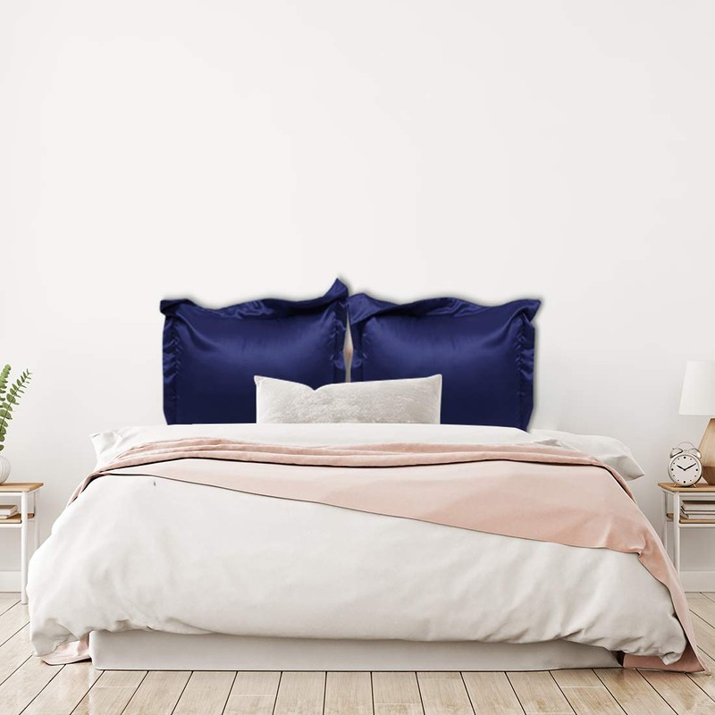 sourcing map Luxury Satin Oxford Pillowcases, Pair of 2 Navy
